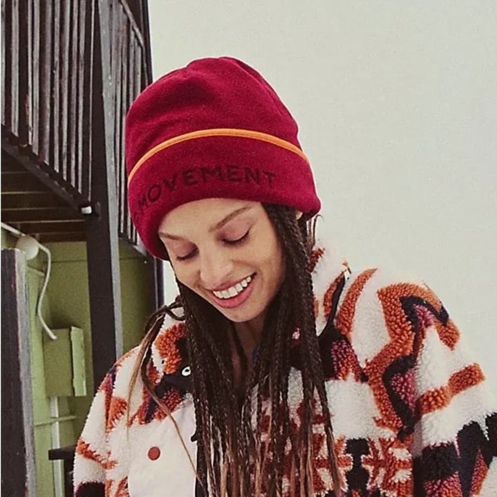 FP MOVEMENT BY FREE PEOPLE NWT FLAT OUT CUFFED BEANIE MAROON